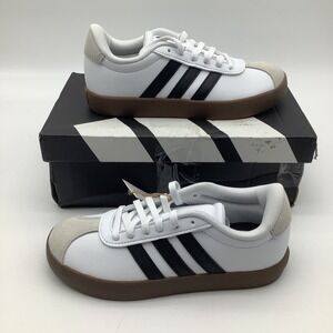 Adidas VL Court 3.0 K White Black Skateboarding Shoes ID9062 Kids Size 1 New